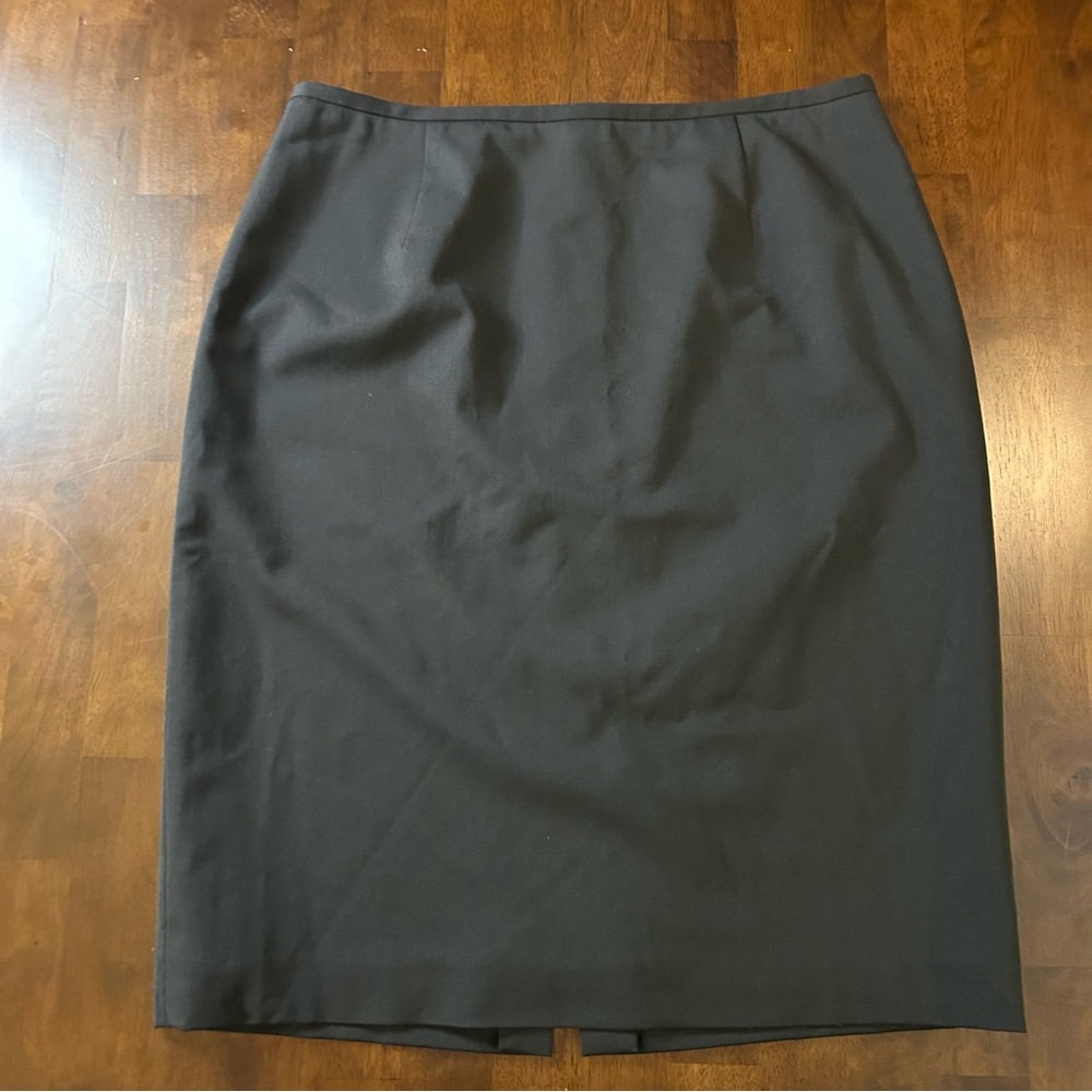 Lafayette 148 New York Virgin Wool Blend Pencil Skirt in Black Size 10